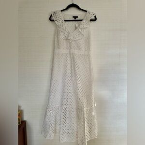 J Crew White Eyelet Sleeveless Dress